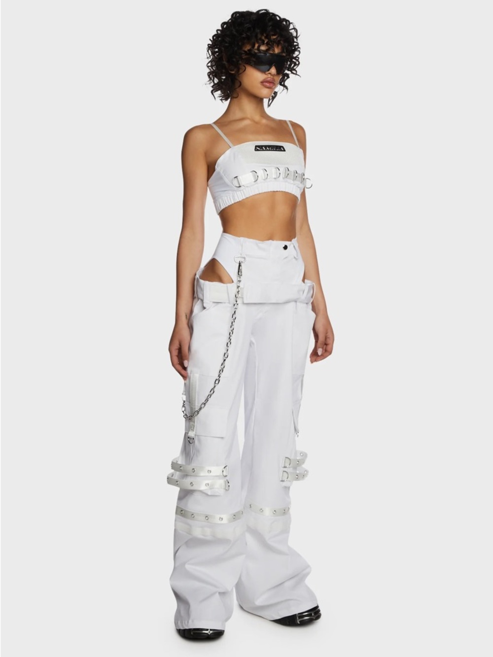 Namilia UNDERWORLD CUT-OUT CARGO PANTS - WHITE
